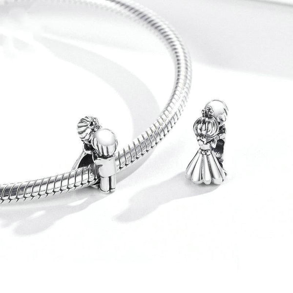Bride Groom Wedding Sterling Silver Bead Charm Pendant Bracelet Necklace