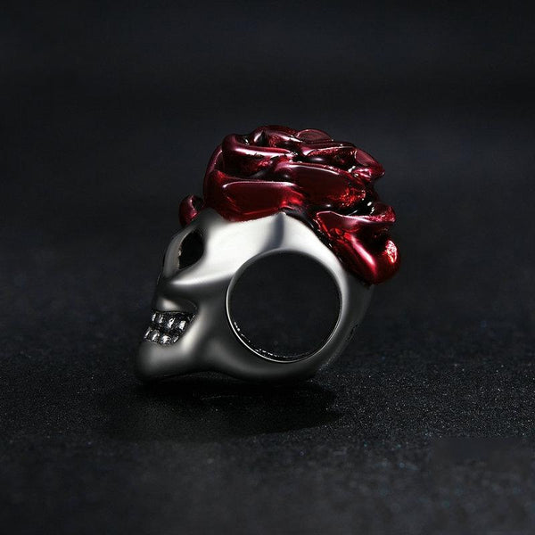 Skull With Rose Enamel Sterling Silver Bead Charm Pendant Bracelet Necklace