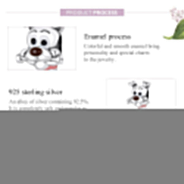 Dog With Bone Sterling Silver Zircon CZ Bead Charm Bracelet Necklace