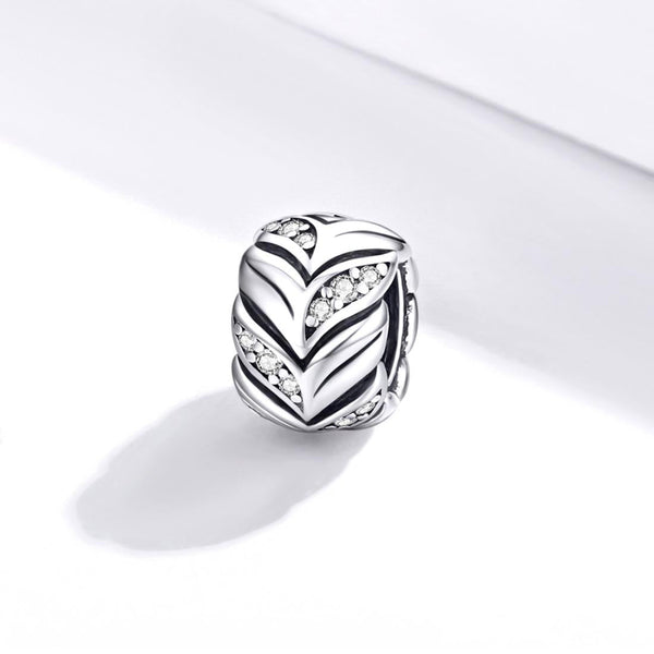 Wheat Ears Sterling Silver Zircon CZ Spacer Bead Charm Pendant Bracelet Necklace