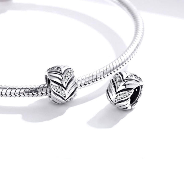 Wheat Ears Sterling Silver Zircon CZ Spacer Bead Charm Pendant Bracelet Necklace