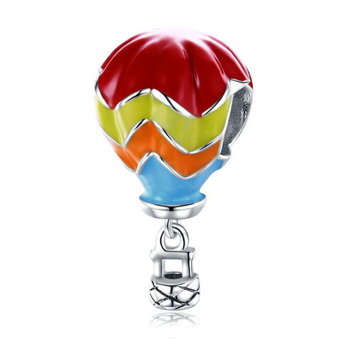 Hot Air Balloon Enamel Sterling Silver Bead Charm Bracelet Necklace