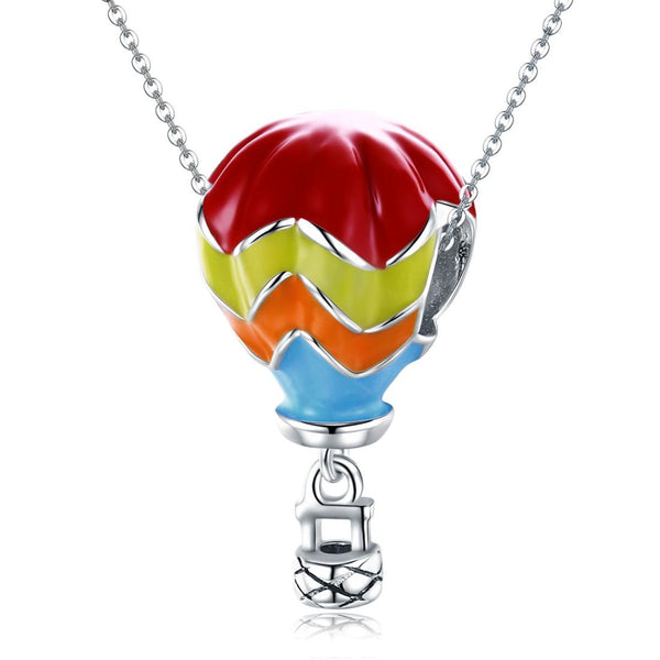 Hot Air Balloon Enamel Sterling Silver Bead Charm Bracelet Necklace