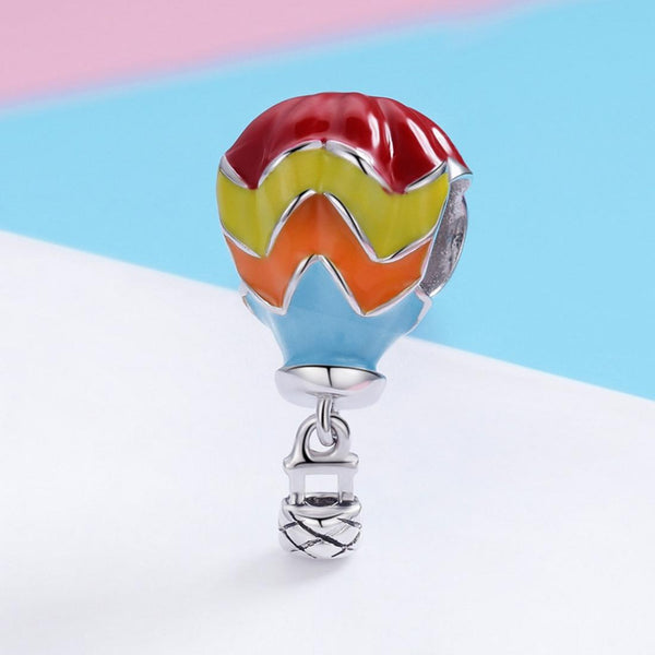 Hot Air Balloon Enamel Sterling Silver Bead Charm Bracelet Necklace