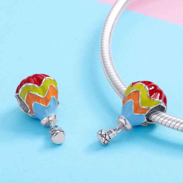 Hot Air Balloon Enamel Sterling Silver Bead Charm Bracelet Necklace