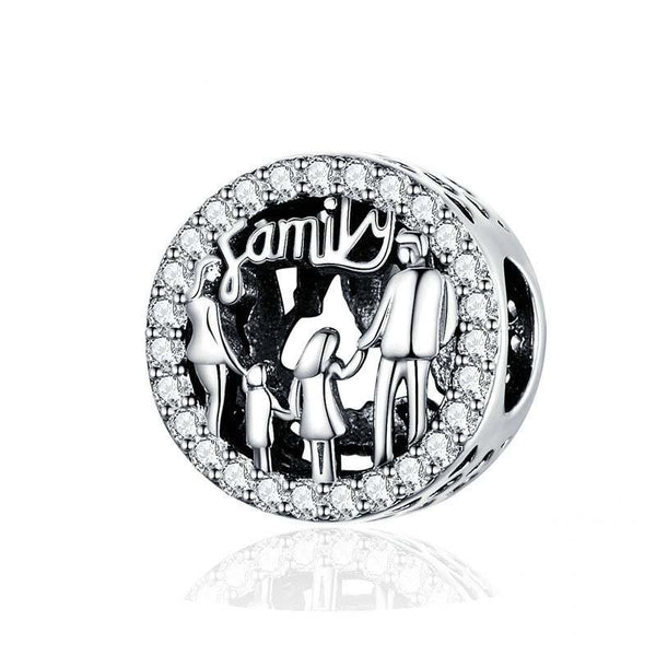 Family Sterling Silver Zircon CZ Bead Charm Bracelet Necklace