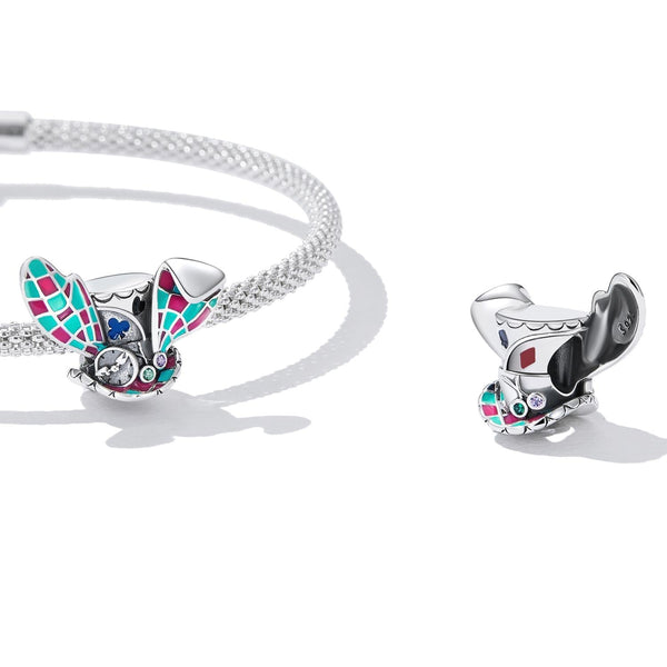 Alice In Wonderland Mat Hatter Enamel Sterling Silver CZ Bead Charm Bracelet Necklace