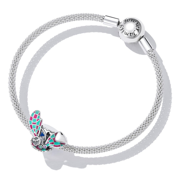 Alice In Wonderland Mat Hatter Enamel Sterling Silver CZ Bead Charm Bracelet Necklace