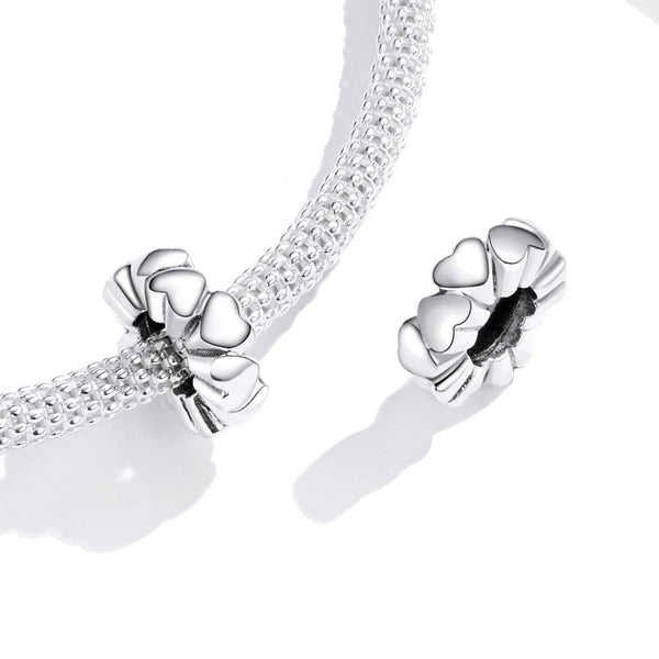 Love Hearts Sterling Silver Spacer Bead Charm Pendant Bracelet Necklace