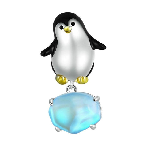 Penguin Iceberg Enamel Sterling Silver Bead Charm Bracelet Necklace Pendant