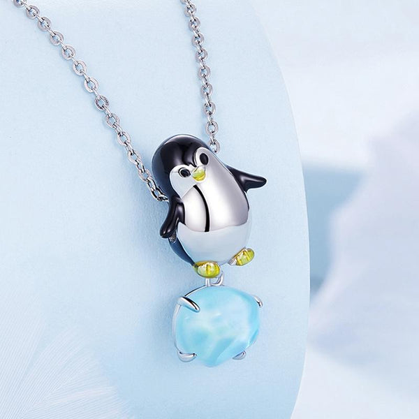 Penguin Iceberg Enamel Sterling Silver Bead Charm Bracelet Necklace Pendant
