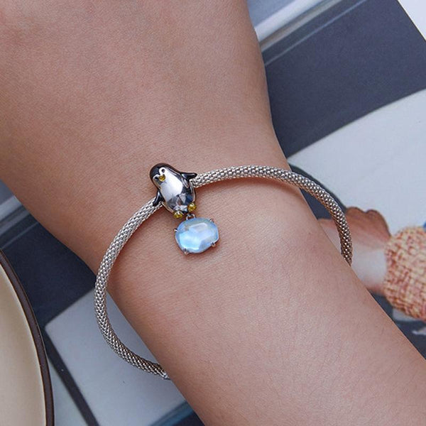 Penguin Iceberg Enamel Sterling Silver Bead Charm Bracelet Necklace Pendant