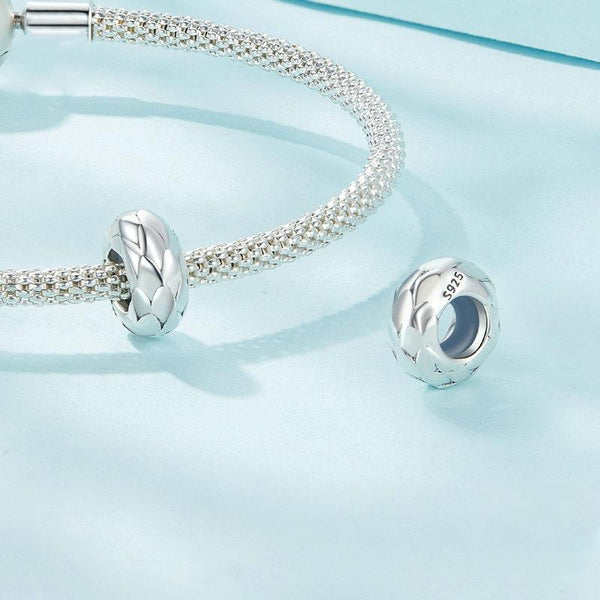 Feathers Scales Sterling Silver Spacer Bead Charm Bracelet Necklace
