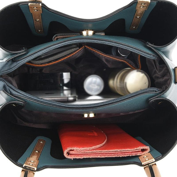 Faux PU Leather Tote Shoulder Bag Handbag Red