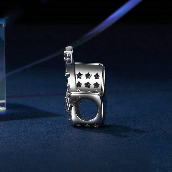 Guitar Skeleton Hand Sterling Silver Zircon CZ Bead Charm Pendant Bracelet Necklace