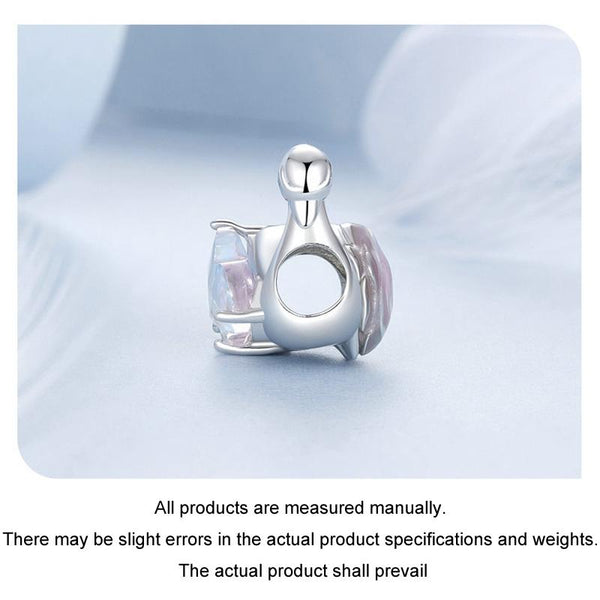 Swan Pink Heart Sterling Silver Glass Bead Charm Bracelet Necklace Pendant