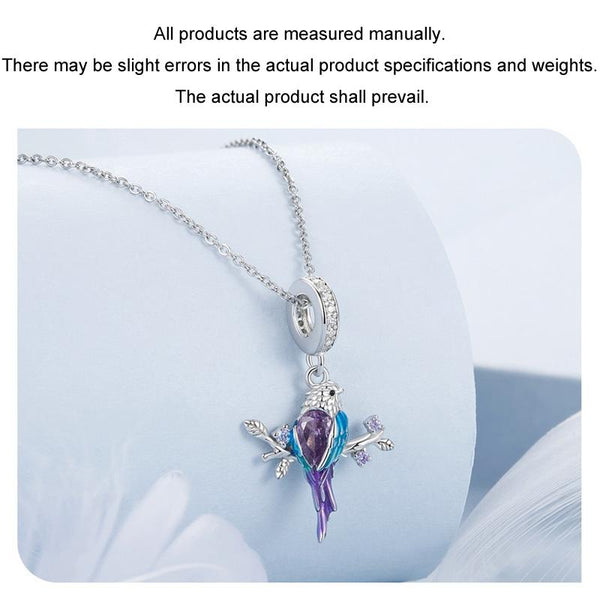 Parrot Sterling Silver Zircon CZ Bead Charm Bracelet Necklace Pendant