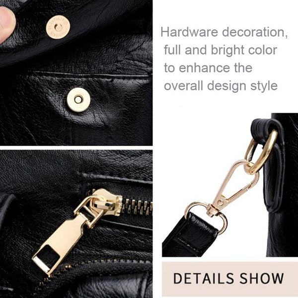 Faux PU Leather Shoulder Crossbody Bag Handbag Multi Pockets Brown
