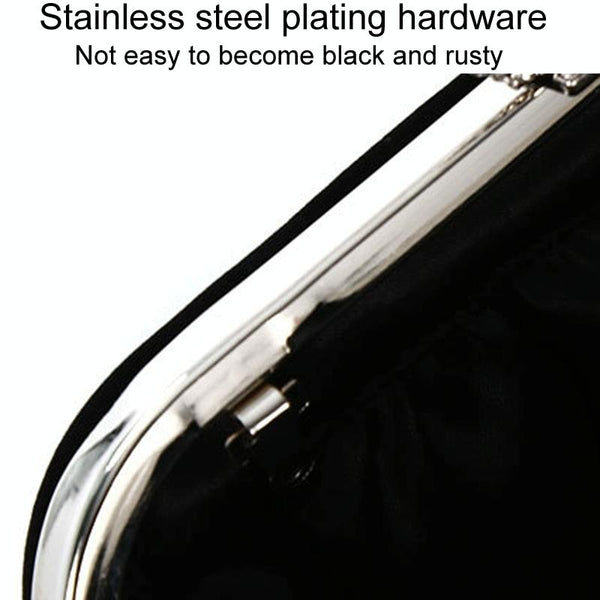 Velvet Evening Clutch Bag Handbag Rhinestone Wedding Party Banquet Black
