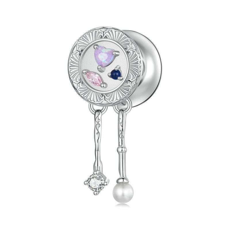 Tassel Sterling Silver Crystal Zircon CZ Opal Look Bead Charm Bracelet