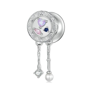 Tassel Sterling Silver Crystal Zircon CZ Opal Look Bead Charm Bracelet