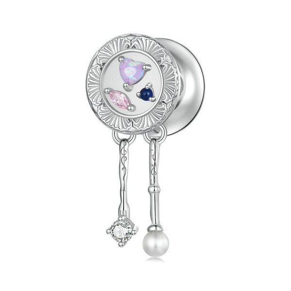Tassel Sterling Silver Crystal Zircon CZ Opal Look Bead Charm Bracelet