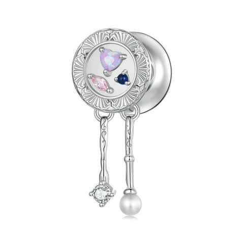 Tassel Sterling Silver Crystal Zircon CZ Opal Look Bead Charm Bracelet