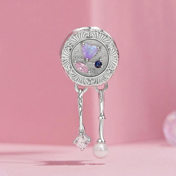 Tassel Sterling Silver Crystal Zircon CZ Opal Look Bead Charm Bracelet