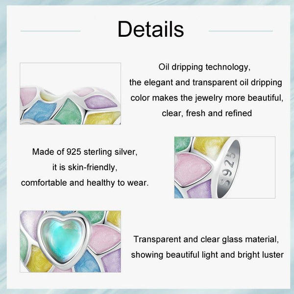 Multicolour Love Heart Enamel Sterling Silver Bead Charm Bracelet Necklace