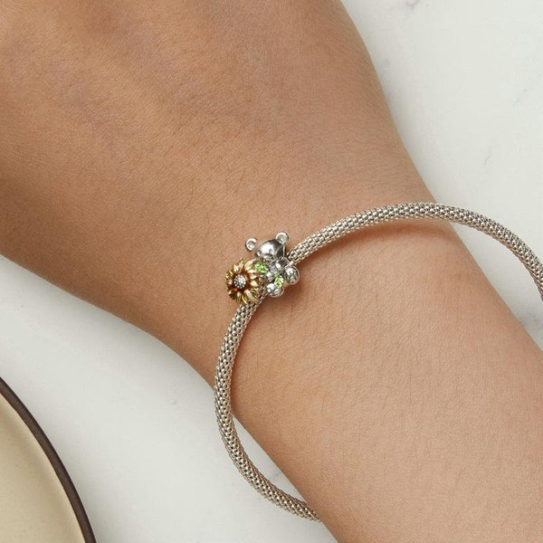 Teddy Bear Sunflower Enamel Sterling Silver Bead Charm Pendant Bracelet Necklace