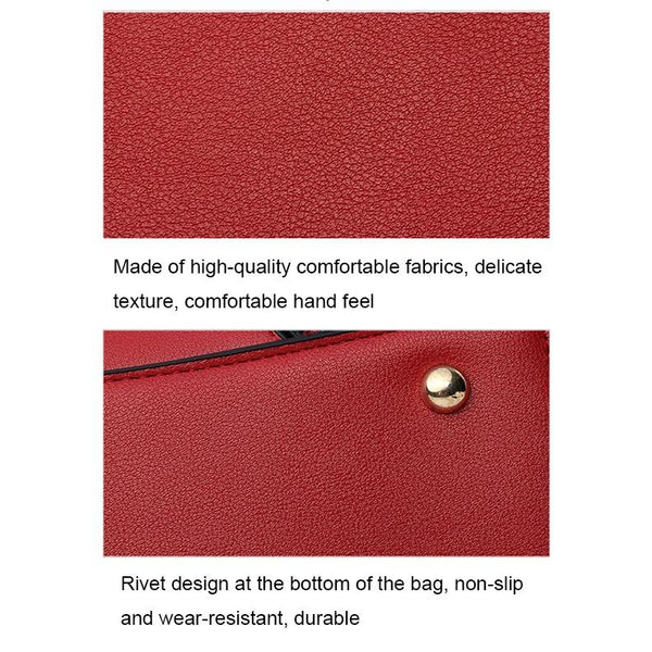 Womens Colourblock Faux PU Leather Tote Shoulder Bag Handbag Red Wine