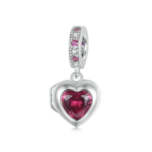 Forever Love Heart Locket Sterling Silver CZ Bead Charm Bracelet Necklace