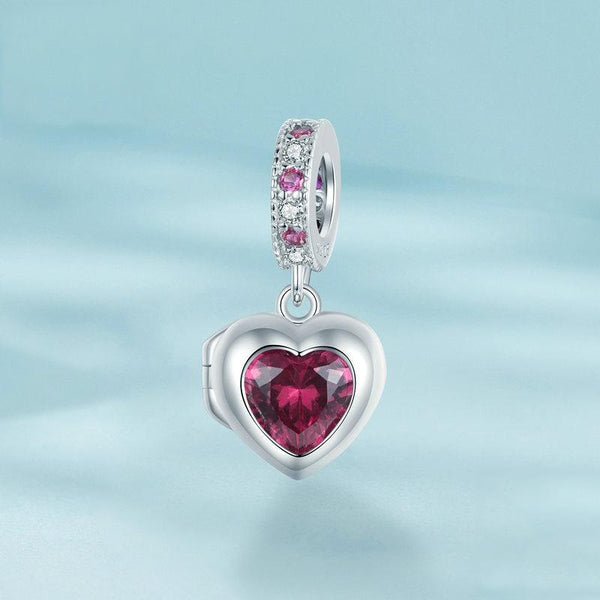 Forever Love Heart Locket Sterling Silver CZ Bead Charm Bracelet Necklace