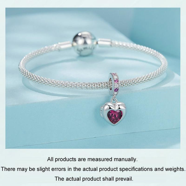 Forever Love Heart Locket Sterling Silver CZ Bead Charm Bracelet Necklace