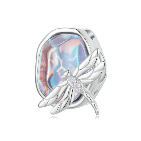 Dragonfly Crystal Sterling Silver Bead Charm Bracelet Necklace Pendant