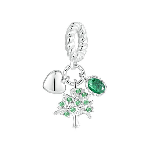 Tree Of Life Sterling Silver Zircon CZ Bead Charm Bracelet Necklace