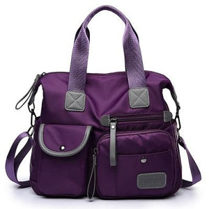 Nylon Waterproof Oxford Cloth Shoulder Bag Handbag Multi Pocket Purple