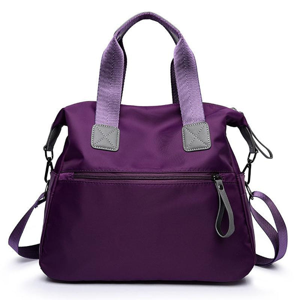 Nylon Waterproof Oxford Cloth Shoulder Bag Handbag Multi Pocket Purple