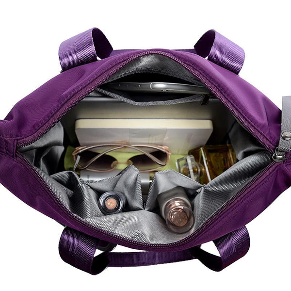 Nylon Waterproof Oxford Cloth Shoulder Bag Handbag Multi Pocket Purple