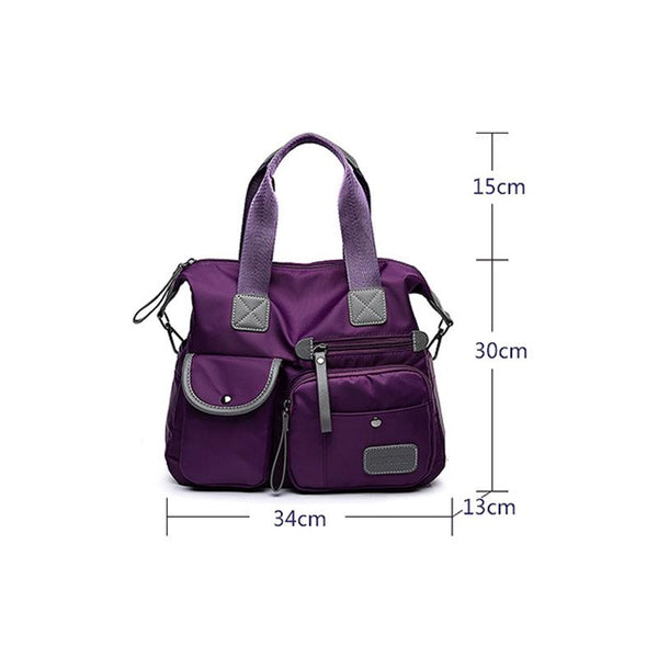 Nylon Waterproof Oxford Cloth Shoulder Bag Handbag Multi Pocket Purple