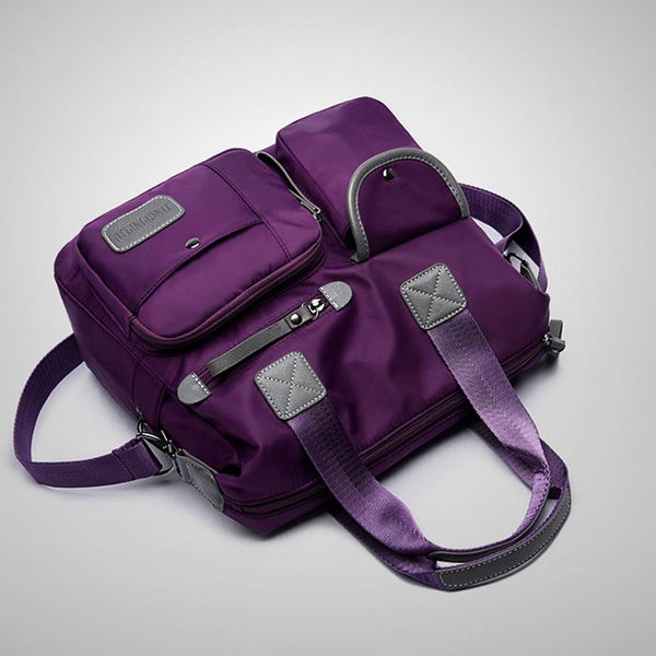 Nylon Waterproof Oxford Cloth Shoulder Bag Handbag Multi Pocket Purple