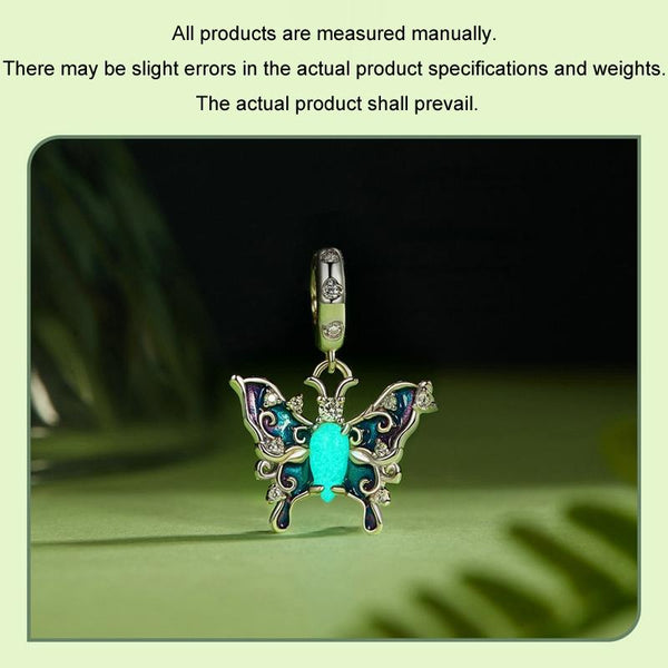 Luminous Butterfly Enamel Sterling Silver Bead Charm Bracelet Necklace Pendant