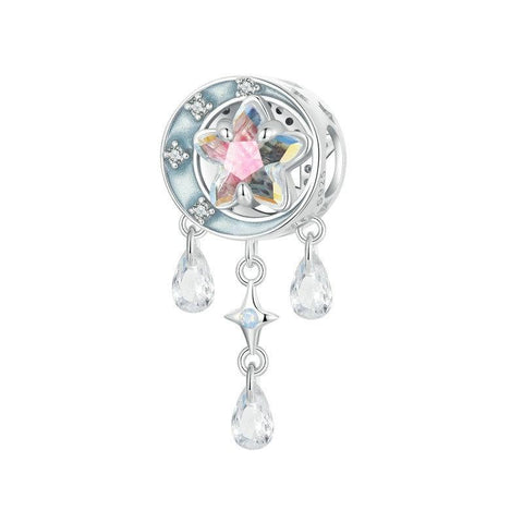 Crystal Moon Dreamcatcher Sterling Silver Bead Charm Bracelet Necklace