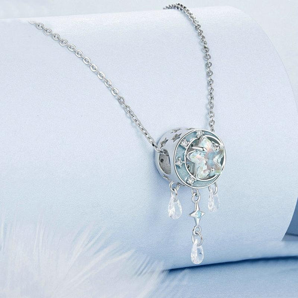Crystal Moon Dreamcatcher Sterling Silver Bead Charm Bracelet Necklace