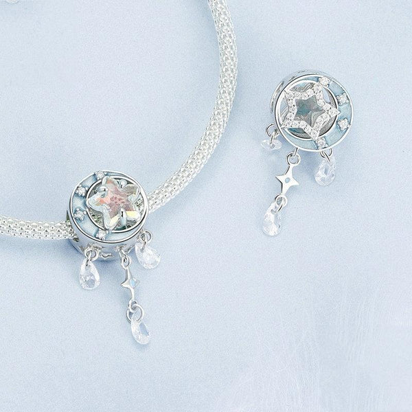 Crystal Moon Dreamcatcher Sterling Silver Bead Charm Bracelet Necklace