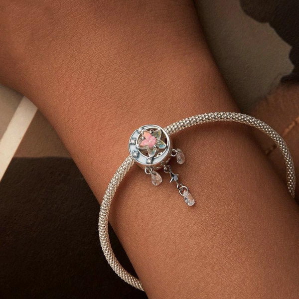 Crystal Moon Dreamcatcher Sterling Silver Bead Charm Bracelet Necklace