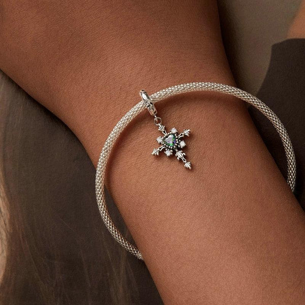 Vintage Gothic Style Cross Sterling Silver CZ Bead Charm Bracelet Necklace