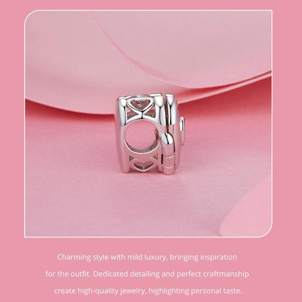 Love Heart Locket Sterling Silver CZ Bead Charm Bracelet Necklace Pendant