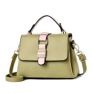 Faux PU Leather Satchel Flap Top Handle Shoulder Bag Handbag Green