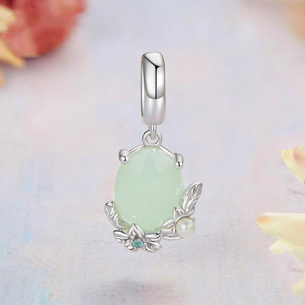 Floral Pearl Glass Sterling Silver Bead Charm Bracelet Necklace Pendant